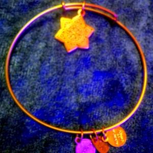 Alex and Ani RARE collective bracelet with a Sacral chakra detail charm